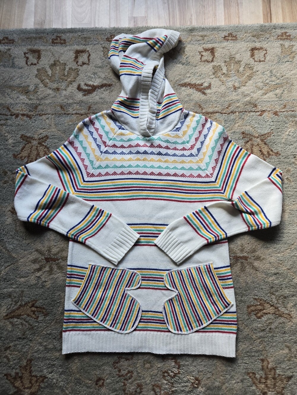Like New Modcloth 'Mittens' Fairisle Hooded Sweater In Size S.